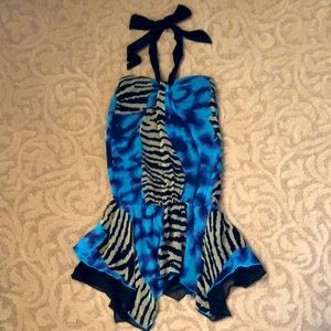 Kimikal fun aqua blue/purple animal striped tunic top/swim suit cover up.Size S